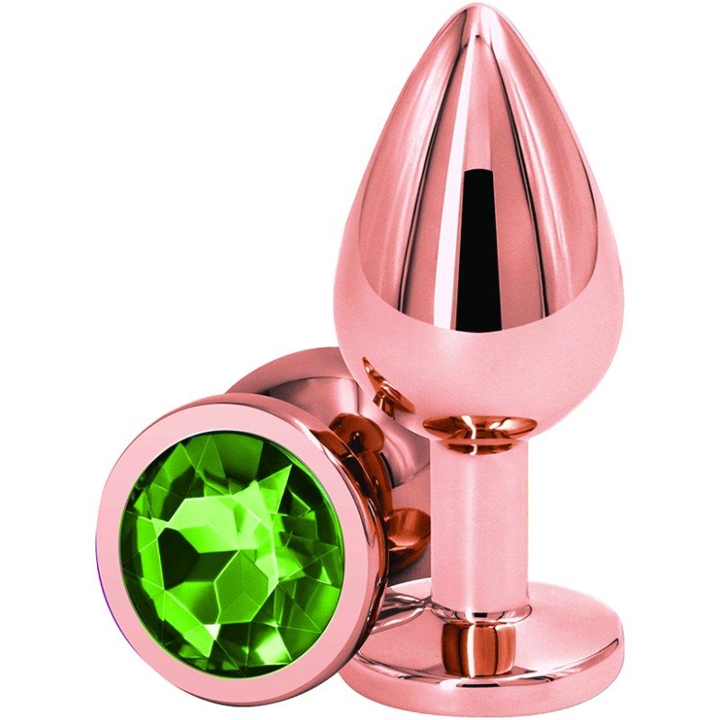 Dop Anal Charm | Anal Wedge - Rose Gold With Green Crystal - Medium
