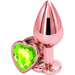 Passion Labs | Πρωκτική Σφήνα - Ροζ Χρυσό Με Light Green Κρύσταλλο Σχήμα Καρδιάς - Medium
