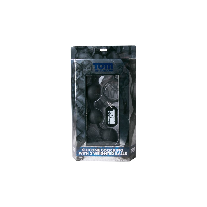 Tom of Finland: Silicone Cock Ring with 3 Weighted Balls