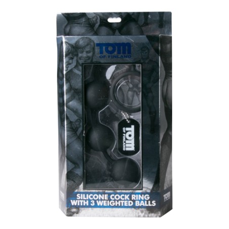 Tom of Finland: Silicone Cock Ring with 3 Weighted Balls