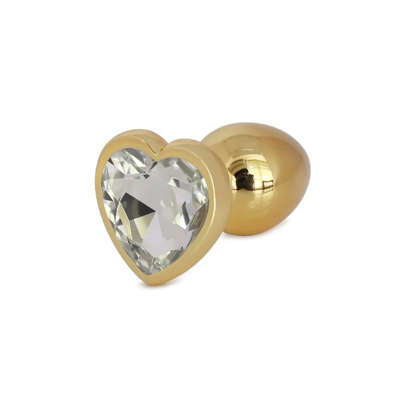 Passion Labs | Metal Anal Wedge With Clear Heart Shaped Jewel - Medium