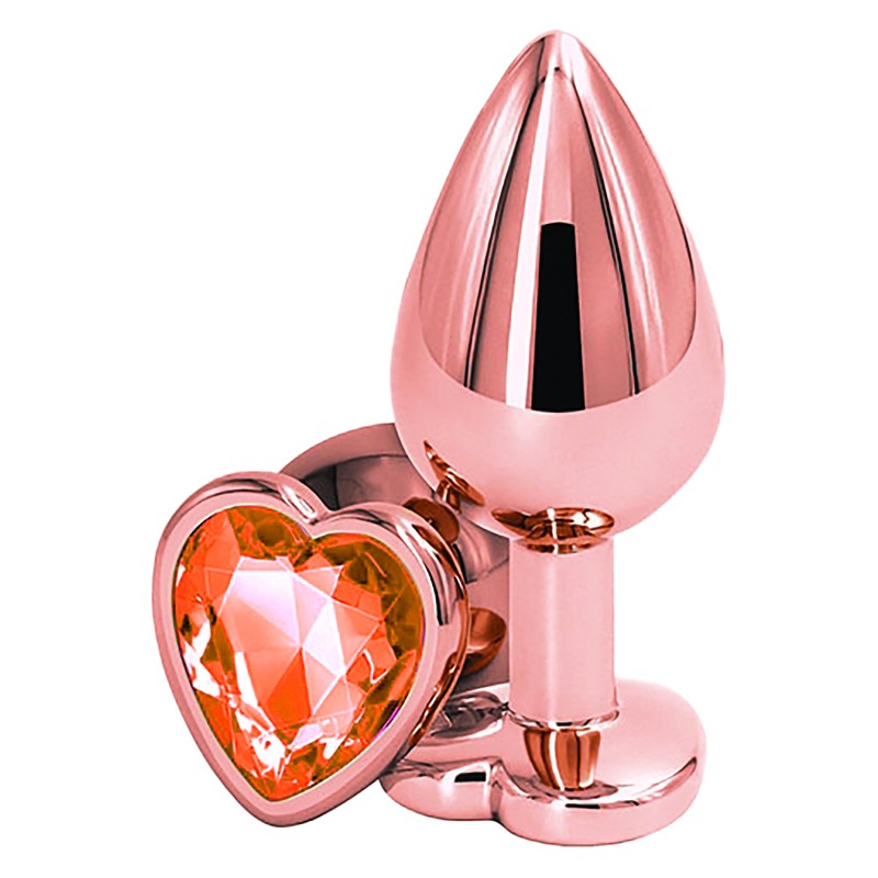 Dop Anal Charm | Anal Wedge - Rose Gold With Orange Crystal - Large
