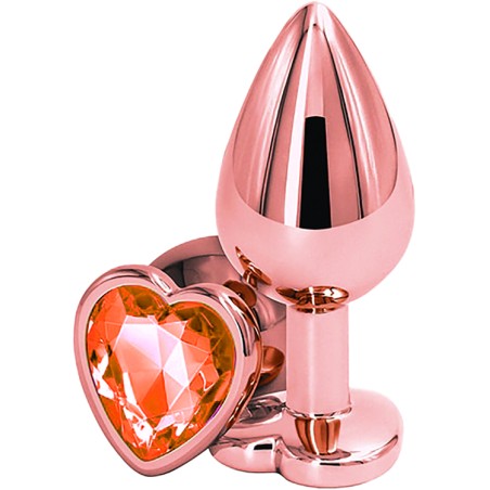 Dop Anal Charm | Anal Wedge - Rose Gold With Orange Crystal - Large