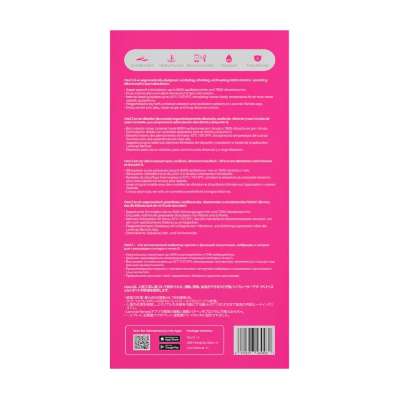 Lovense | Osci 3 | Oscillating Vibrating and Heating Rabbit Vibrator