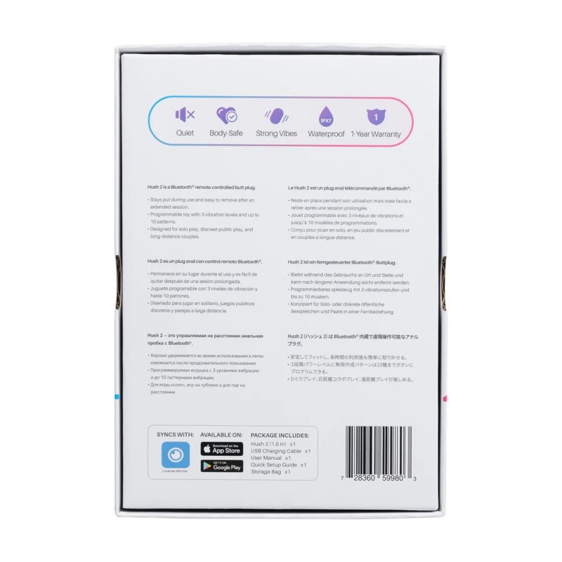 Lovense | Hush 2 | App-controlled Vibrating Butt Plug - 3,8 cm - Black