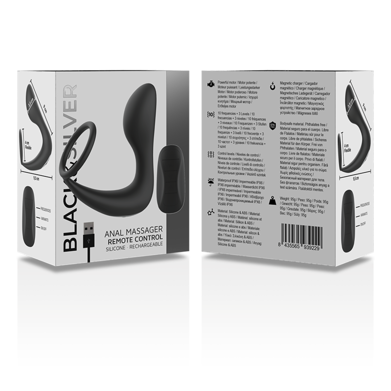 BLACK&SILVER | Remote Control Anal Massager With Cock Ring