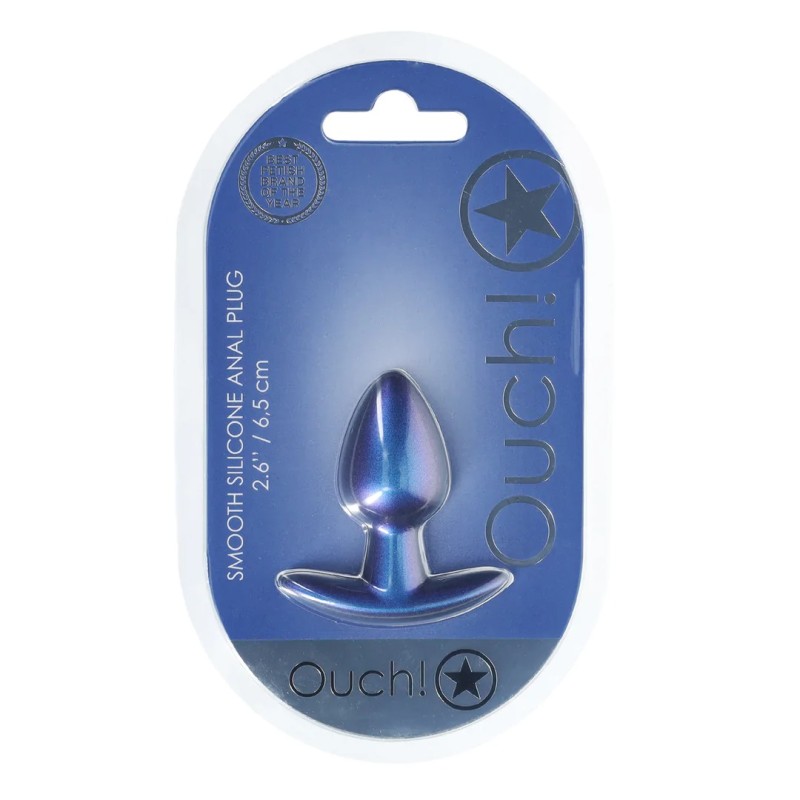 Smooth Silicone Anal Plug - 6,5 cm - Small - Metallic Blue