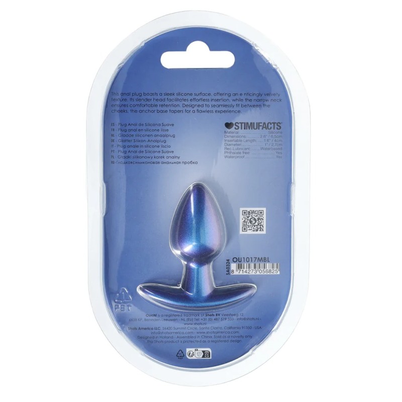 Smooth Silicone Anal Plug - 6,5 cm - Small - Metallic Blue