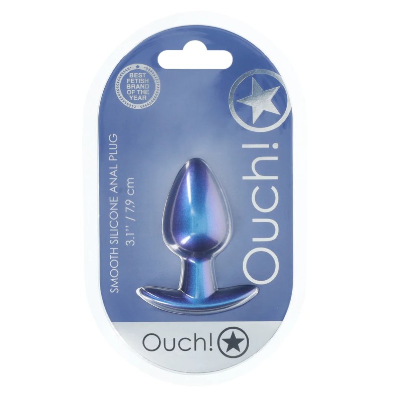Smooth Silicone Anal Plug - 7,9 cm - Medium - Metallic Blue