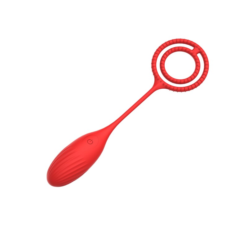 Velvet Obsession | Elia | Vibrating Love Egg With Cock & Balls Ring - Red