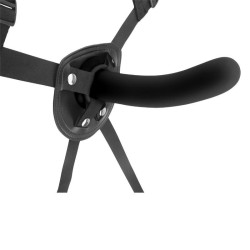 Strap On Με Ομοίωμα Σιλικόνης Μαύρο - 17cm