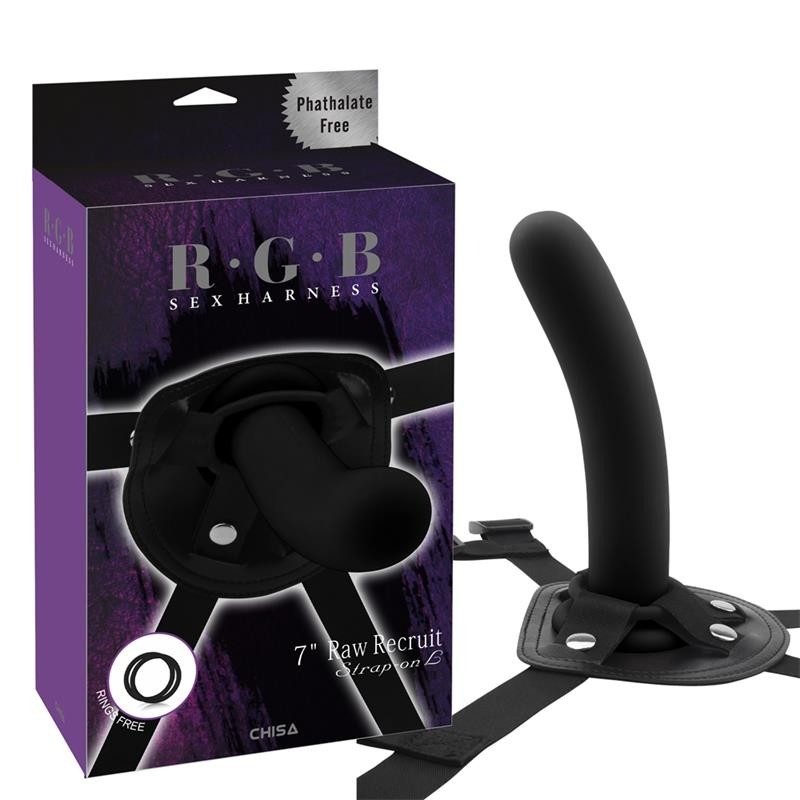 Strap On Raw Recruit Silicon Dildo Black 17 Cm