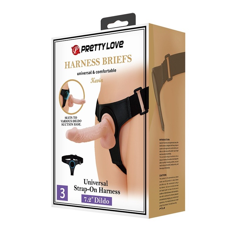 Strap-on Harness Briefs Kevin | Suction Cup Fastening - Dual Layer Ομοίωμα 19 cm
