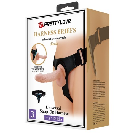 Strap-on Harness Briefs Kevin - Suction Cup Fastening, Dual Layer Dildo 19 cm