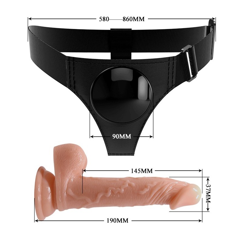 Strap-on Harness Briefs Kevin - Suction Cup Fastening, Dual Layer Dildo 19 cm