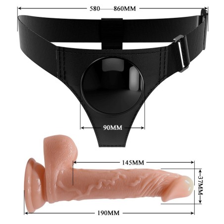 Strap-on Harness Briefs Kevin - Suction Cup Fastening, Dual Layer Dildo 19 cm