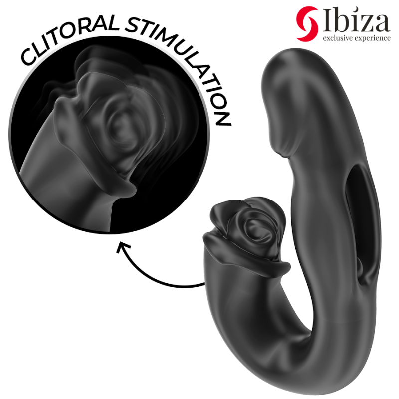 IBIZA | Rose | Silicone Vibrator With Flicking Effect & Clit Stimulator