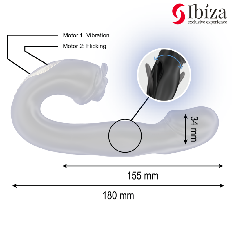 IBIZA | Rose | Silicone Vibrator With Flicking Effect & Clit Stimulator