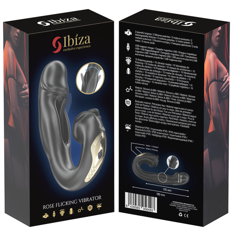 IBIZA | Rose | Silicone Vibrator With Flicking Effect & Clit Stimulator