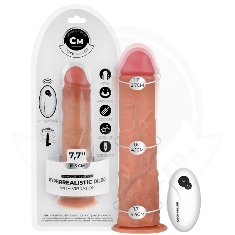 COCK MILLER | Realistic Vibrating Dildo With Suction Cup And Remote Control - 19,5cm