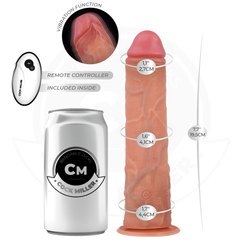 COCK MILLER | Realistic Vibrating Dildo With Suction Cup And Remote Control - 19,5cm