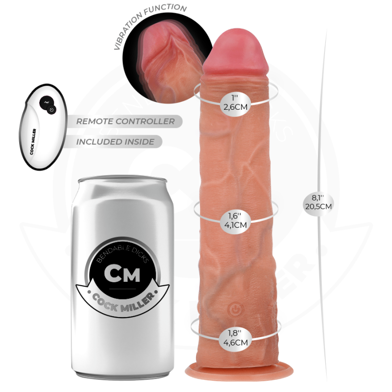 COCK MILLER | Realistic Vibrating Dildo With Suction Cup And Remote Control - 20,5cm