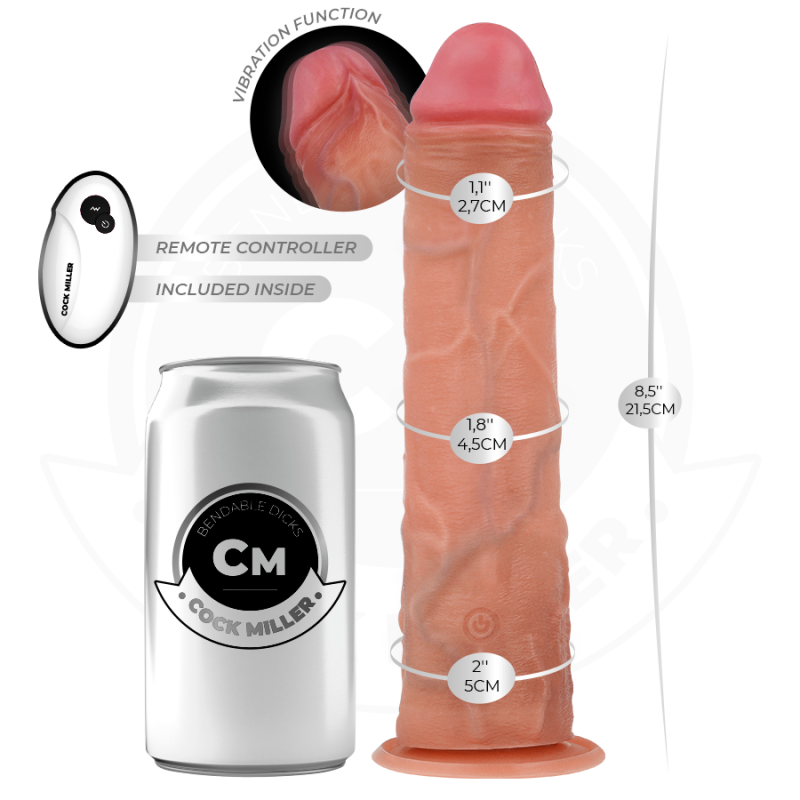 COCK MILLER | Realistic Vibrating Dildo With Suction Cup And Remote Control - 21,5cm