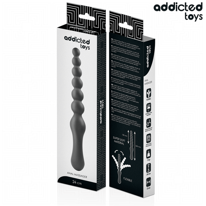 ADDICTED TOYS | Double Anal Silicone Massager 24cm - Black