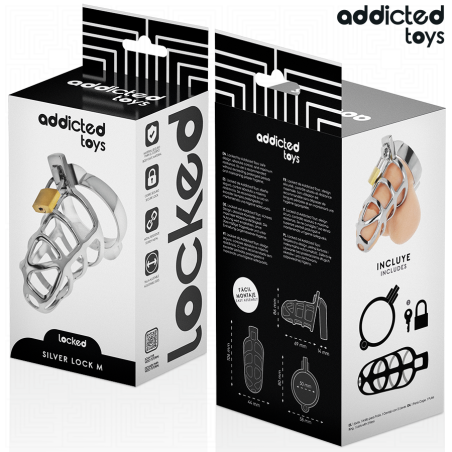 ADDICTED TOYS | LOCKED | Silver Lock - Μεταλλικό Cock Cage - Medium