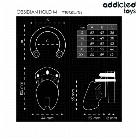 ADDICTED TOYS | LOCKED | OBSIDIAN Hold Cock Cage - Medium