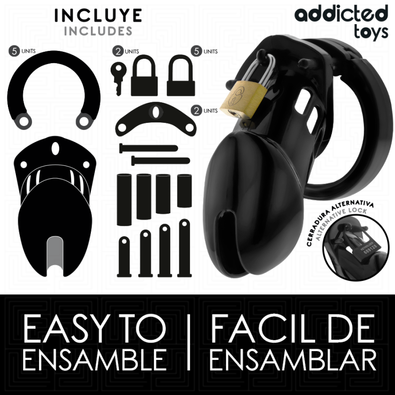 ADDICTED TOYS | LOCKED | OBSIDIAN Hold Penis Cage - Medium