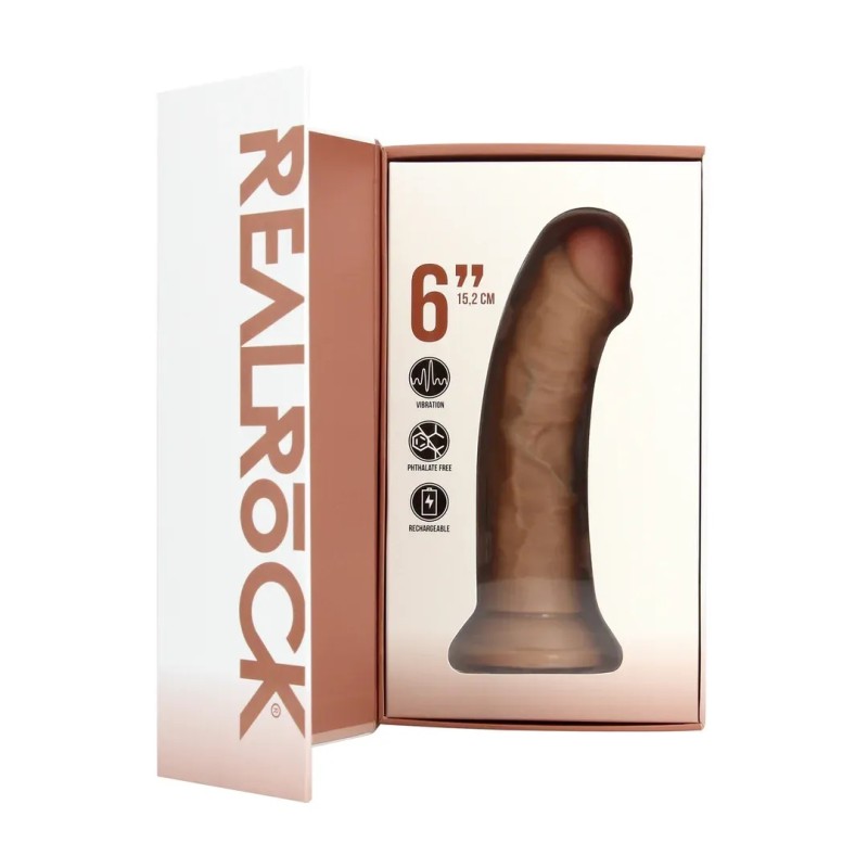 Vibrating Regular Curved Cock - 15,5 cm - Tan