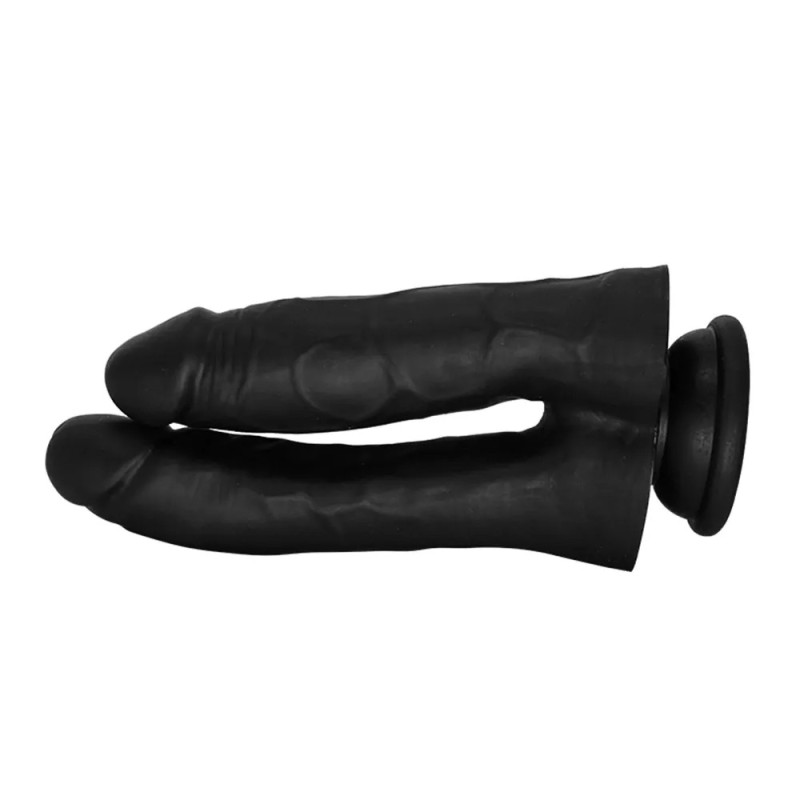 Guilty Toys | Double Dildo with Suction Cup, Liquid Silicone Black - 17,7cm
