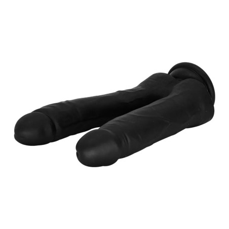 Guilty Toys | Double Dildo with Suction Cup, Liquid Silicone Black - 17,7cm