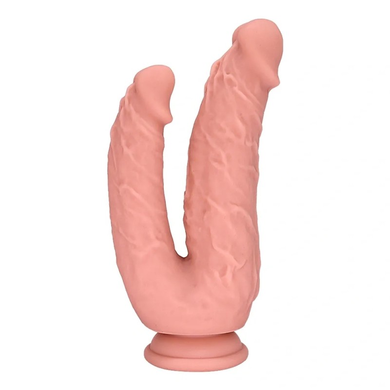 Guilty Toys | Double Dildo with Suction Cup, Liquid Silicone, Natural, 20,8cm