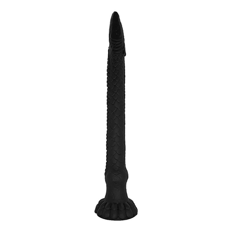 Snake Venom Anal Dildo with Suction Cup - Silicone - Black - 42cm