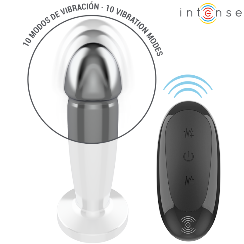 INTENSE | Anal Butt Plug 10 Vibrations - Metal - Remote Control - Small