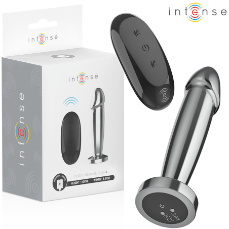 INTENSE | Anal Butt Plug 10 Vibrations - Metal - Remote Control - Small