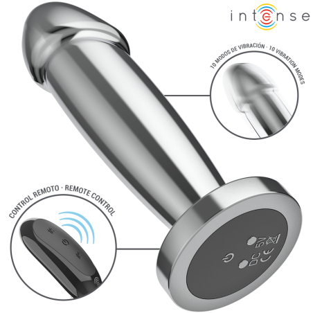 INTENSE | Anal Butt Plug 10 Vibrations - Metal - Remote Control - Small