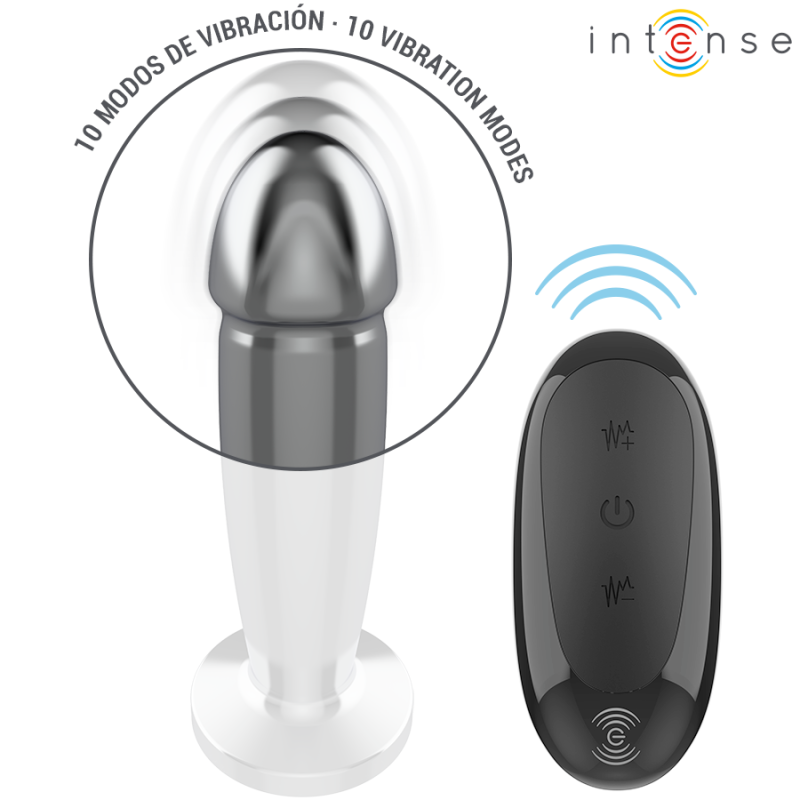 INTENSE | Anal Butt Plug 10 Vibrations - Metal - Remote Control - Medium