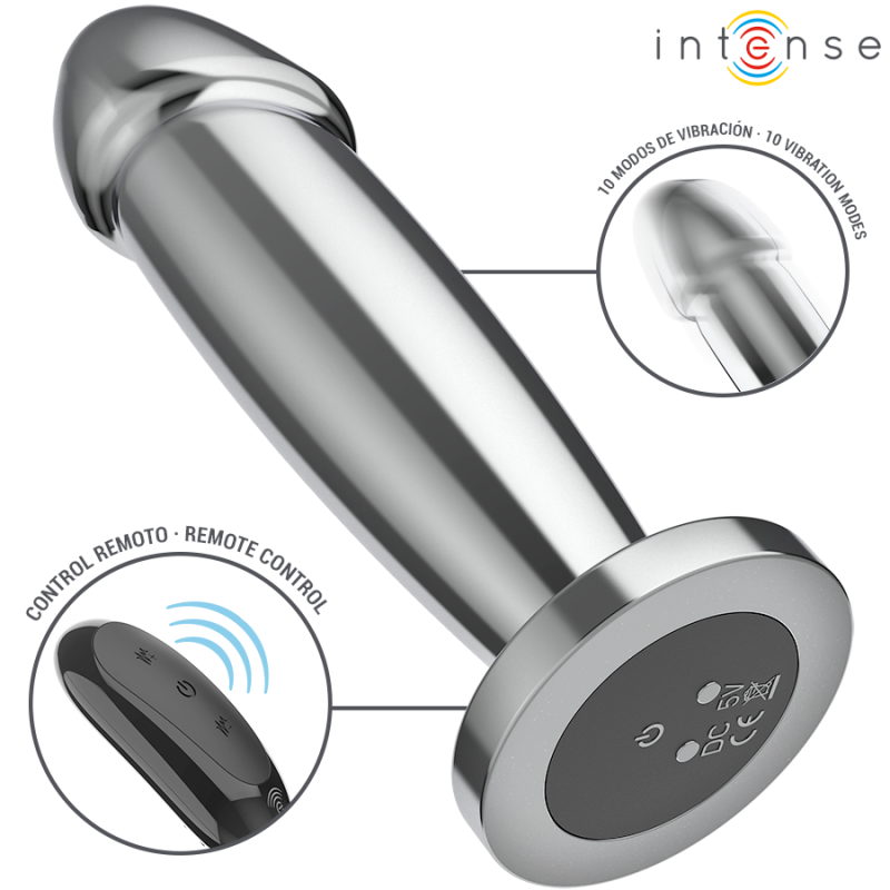 INTENSE | Anal Butt Plug 10 Vibrations - Metal - Remote Control - Medium