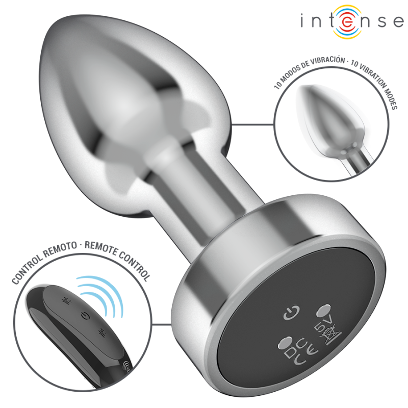 INTENSE | Vibrating Anal Butt Plug - Metal - Remote Control - Small