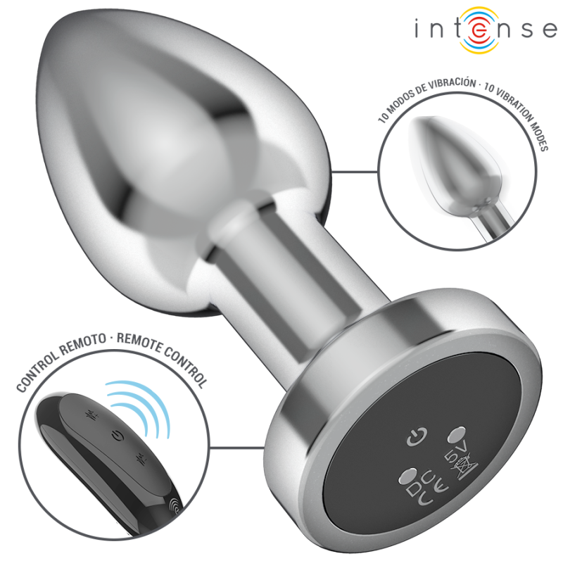 INTENSE | Vibrating Anal Butt Plug - Metal - Remote Control - Medium