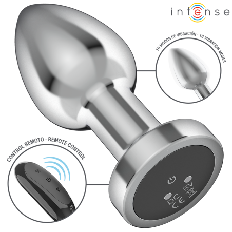 INTENSE | Vibrating Anal Butt Plug - Metal - Remote Control - Medium