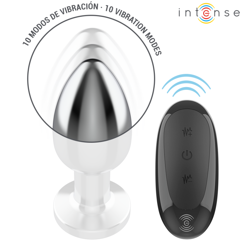 INTENSE | Vibrating Anal Butt Plug - Metal - Remote Control - Large