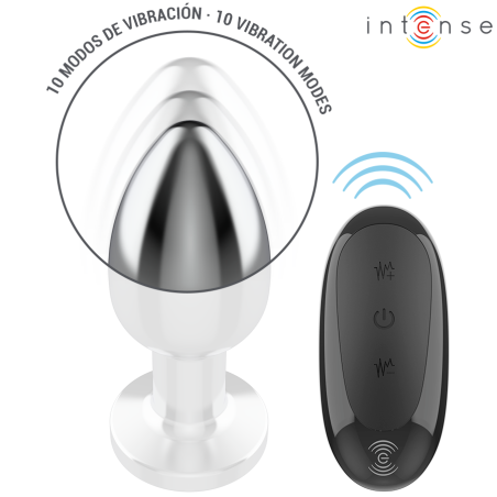 INTENSE | Vibrating Anal Butt Plug - Metal - Remote Control - Large