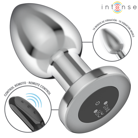 INTENSE | Vibrating Anal Butt Plug - Metal - Remote Control - Large