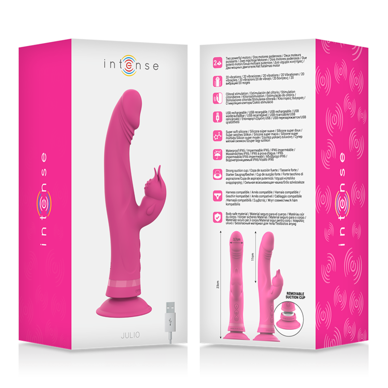 INTENSE | JULIO | Silicone Rabbit Vibrator - Pink