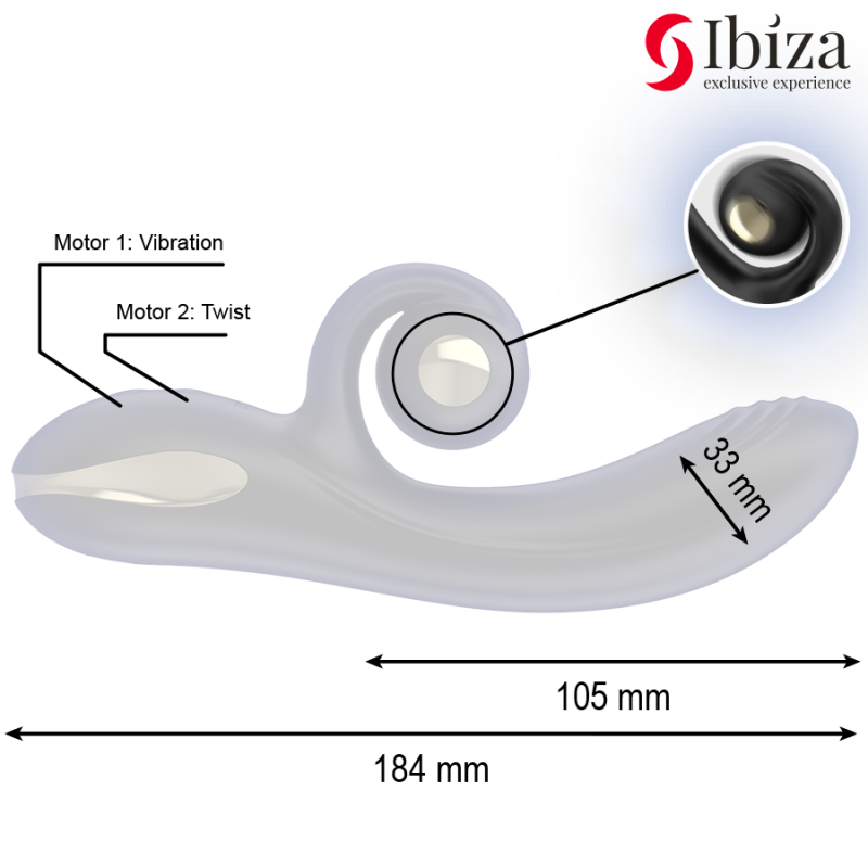 IBIZA | TWISTER | Vibrator With Curved Stimulator & Rotation