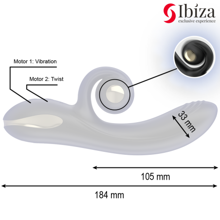 IBIZA | TWISTER | Vibrator With Curved Stimulator & Rotation